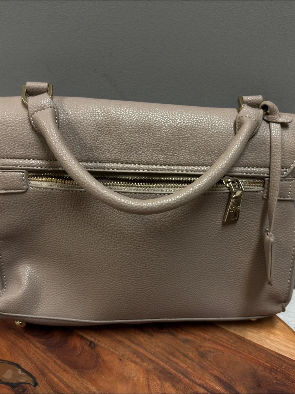 BCBG Taupe Pebble Leather Top-Handle‎ Satchel